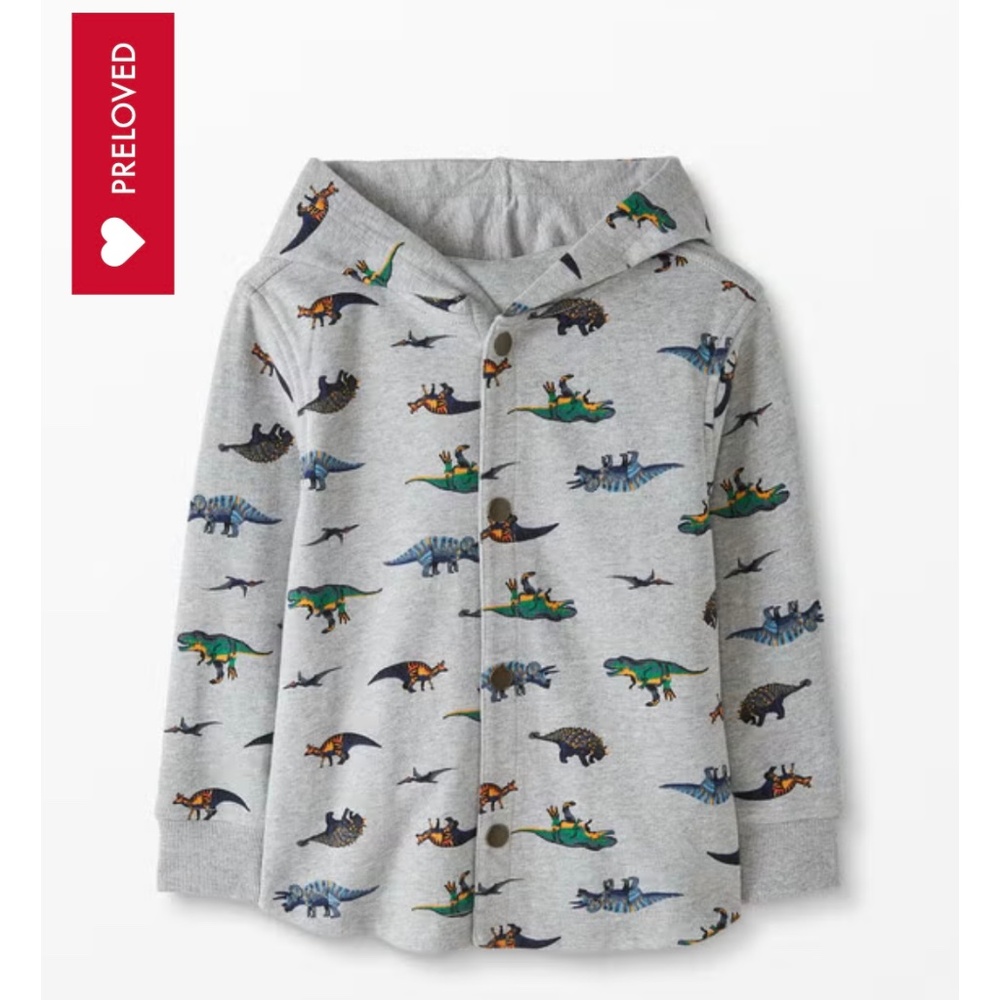 Hanna Andersson Snap up Dinosaur Hoodie Sweater